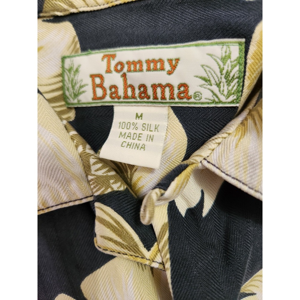 Tommy Bahama Shirt Mens Medium Navy Cream Floral Button Up Tropical Vacation - Picture 8 of 12